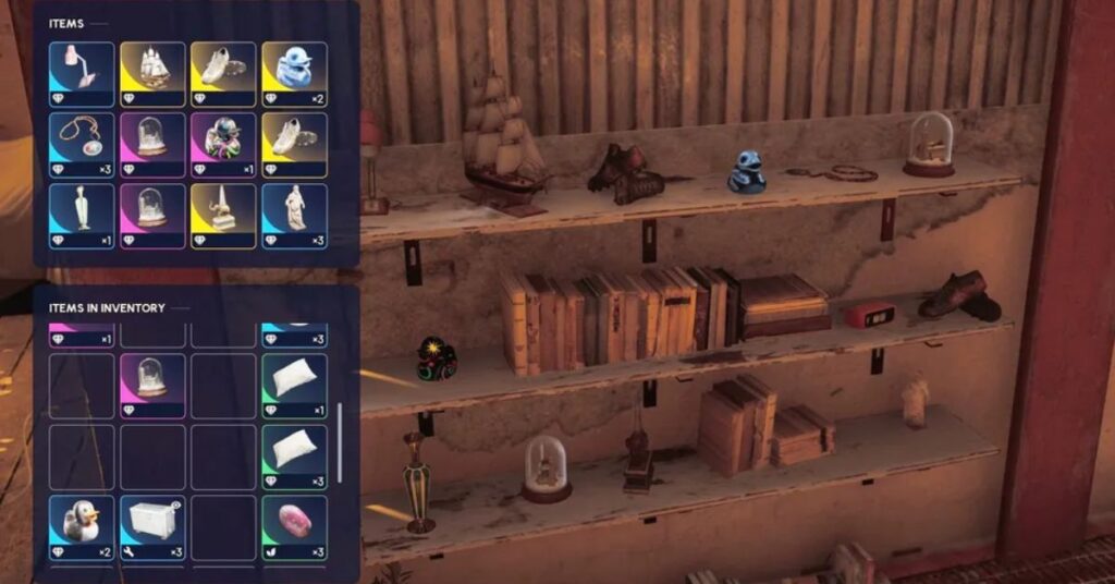 Arc Raiders player decorating furniture to store weapons and items in the outpost