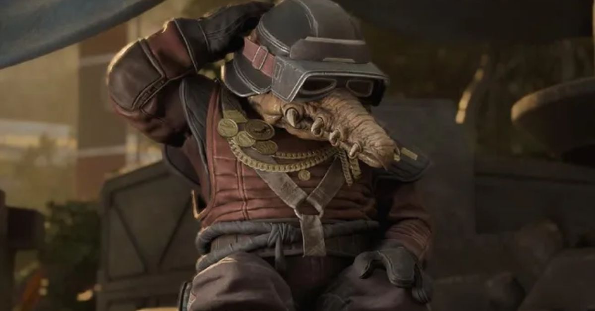 Biddy Blas, the braggadocious pod racer from Star Wars: Galactic Racer, celebrating with his viral victory dance