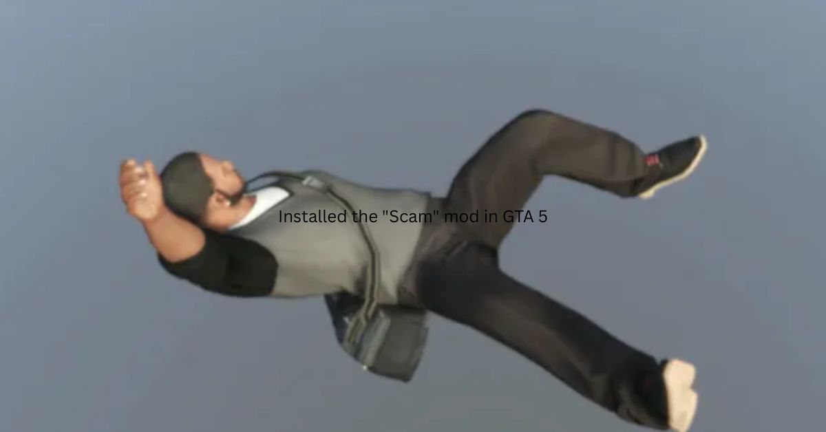 Franklin from GTA 5 falling through a void carrying a duffel bag after installing the ScamV mod