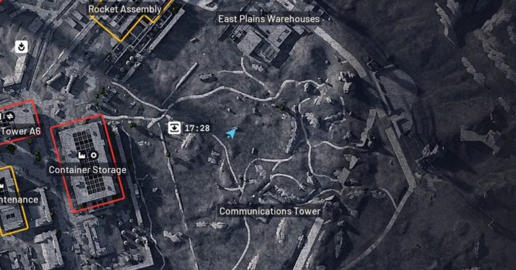 Spaceport map location of the Gondola Prototype east of the elevator