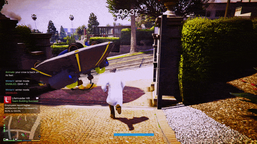 GTA 5 chaos with a black hole, tornado and laser gun effects in Los Santos
